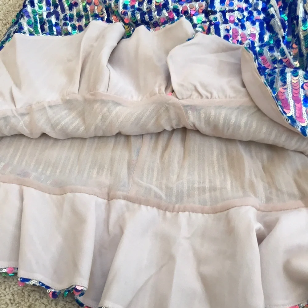 NWT! Zara medium blue  multi sequined mini skirt.